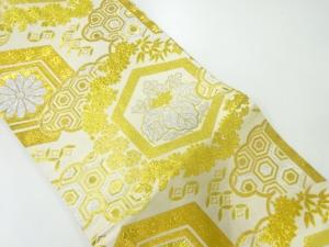 アンティーク　菊桐・古典柄模様織出し丸帯（着用可）